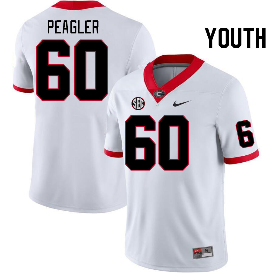 Youth #60 Henry Peagler Georgia Bulldogs College Football Jerseys Stitched-White